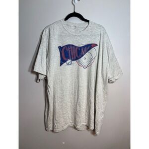 Vintage Chicago Baseball Graphic T Shirt Grey Short Sleeve Tee